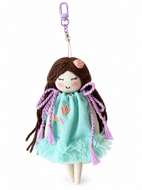 Little Kiara - Bloom - A 7" Handmade linen doll charm with keyring