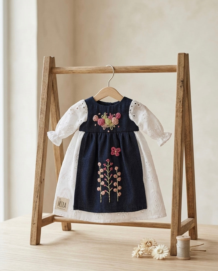 Hand embroidered Little Mira dress