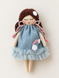 Little Kiara - Mist - A 7" Handmade linen doll charm with keyring