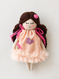 Little Kiara - Blush - A 7" Handmade linen doll charm with keyring