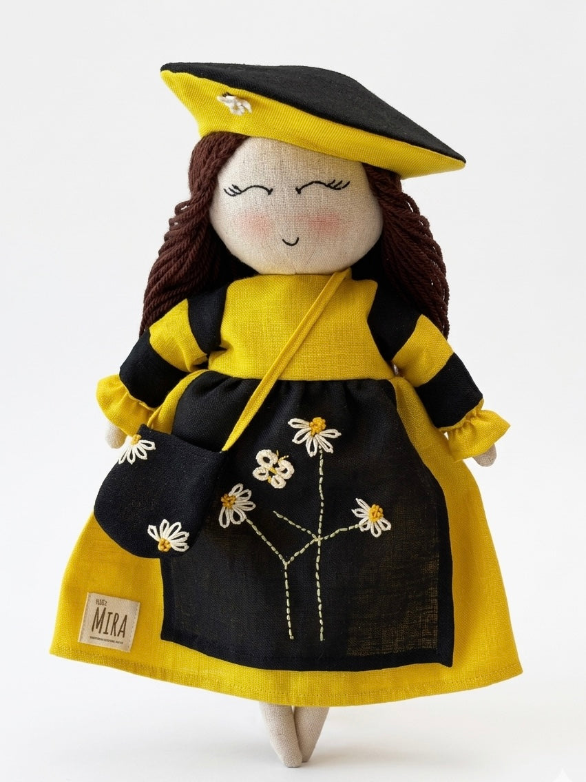 Handmade-little Mira-linen-doll-artisan made-Jaipur