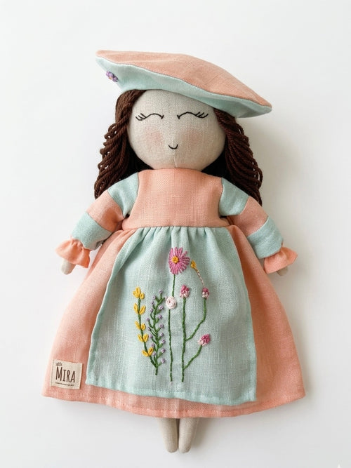 Handmade-little Mira-linen-doll-artisan made-Jaipur