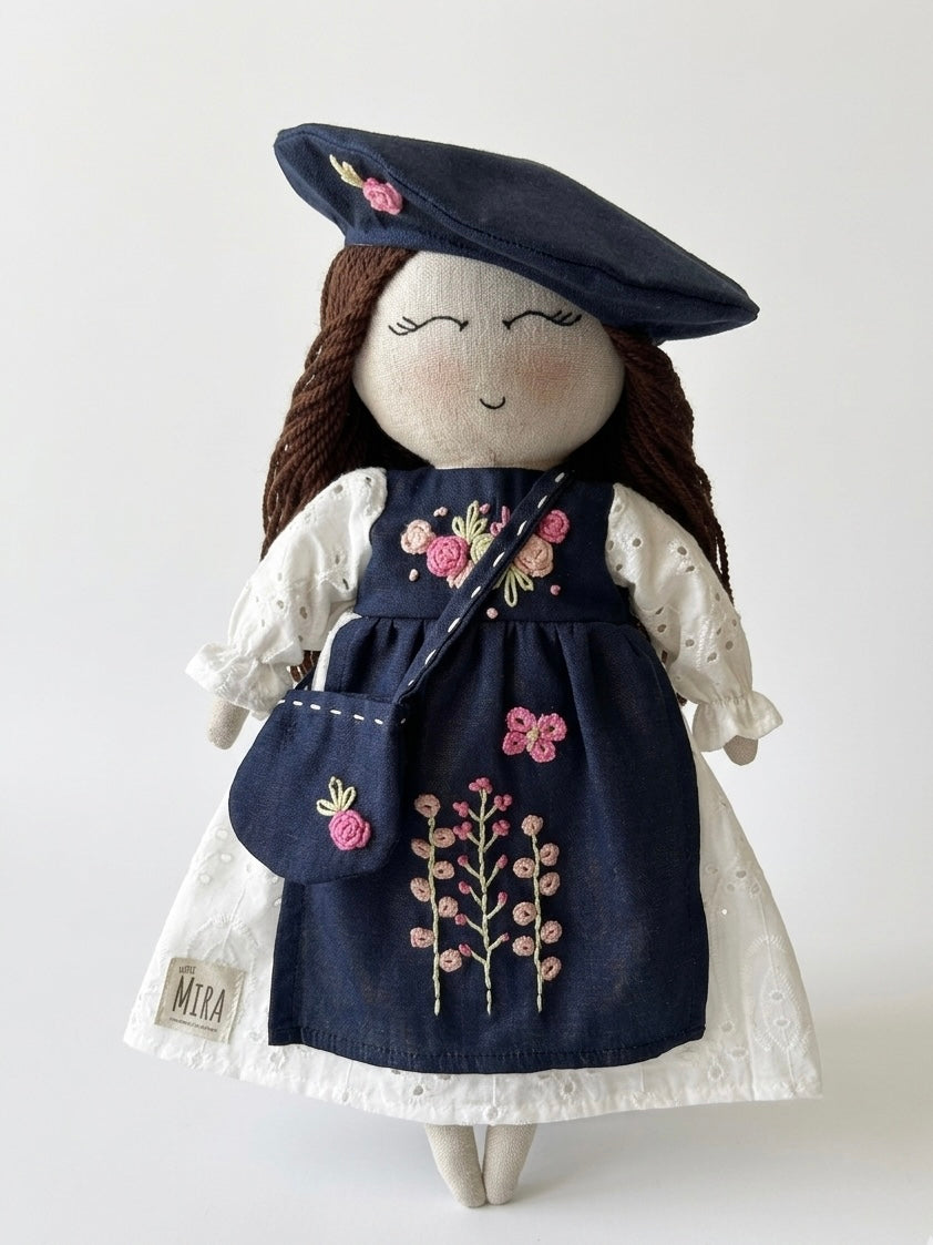 Handmade-little Mira-linen-doll-artisan made-Jaipur