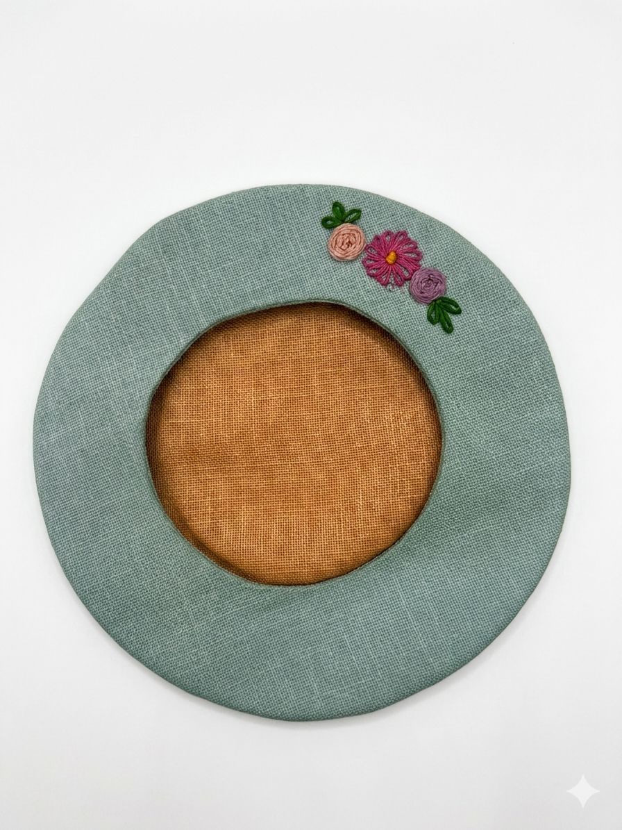 Little Mira Hand Embroidered Beret Cap