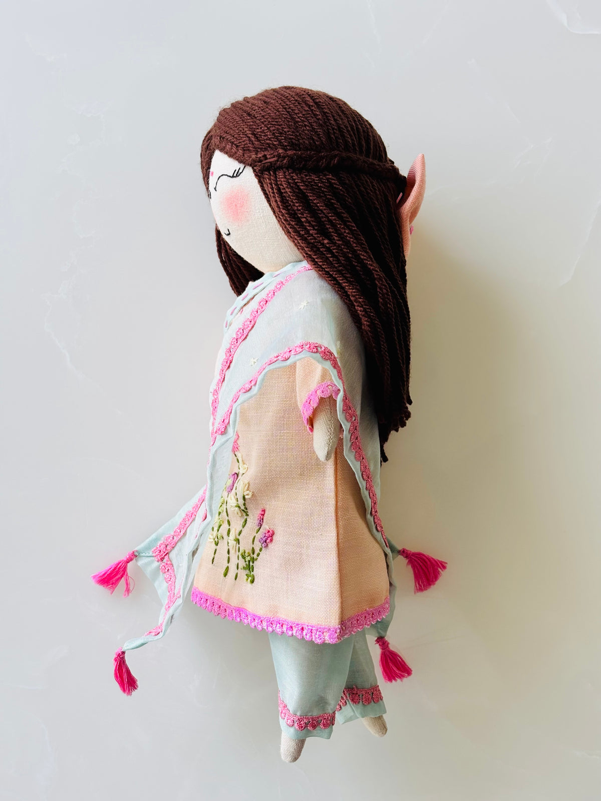 A Handmade 14-inch Heirloom Linen Doll- Little Mira- Noor - A little doll dressed in the light of spring.