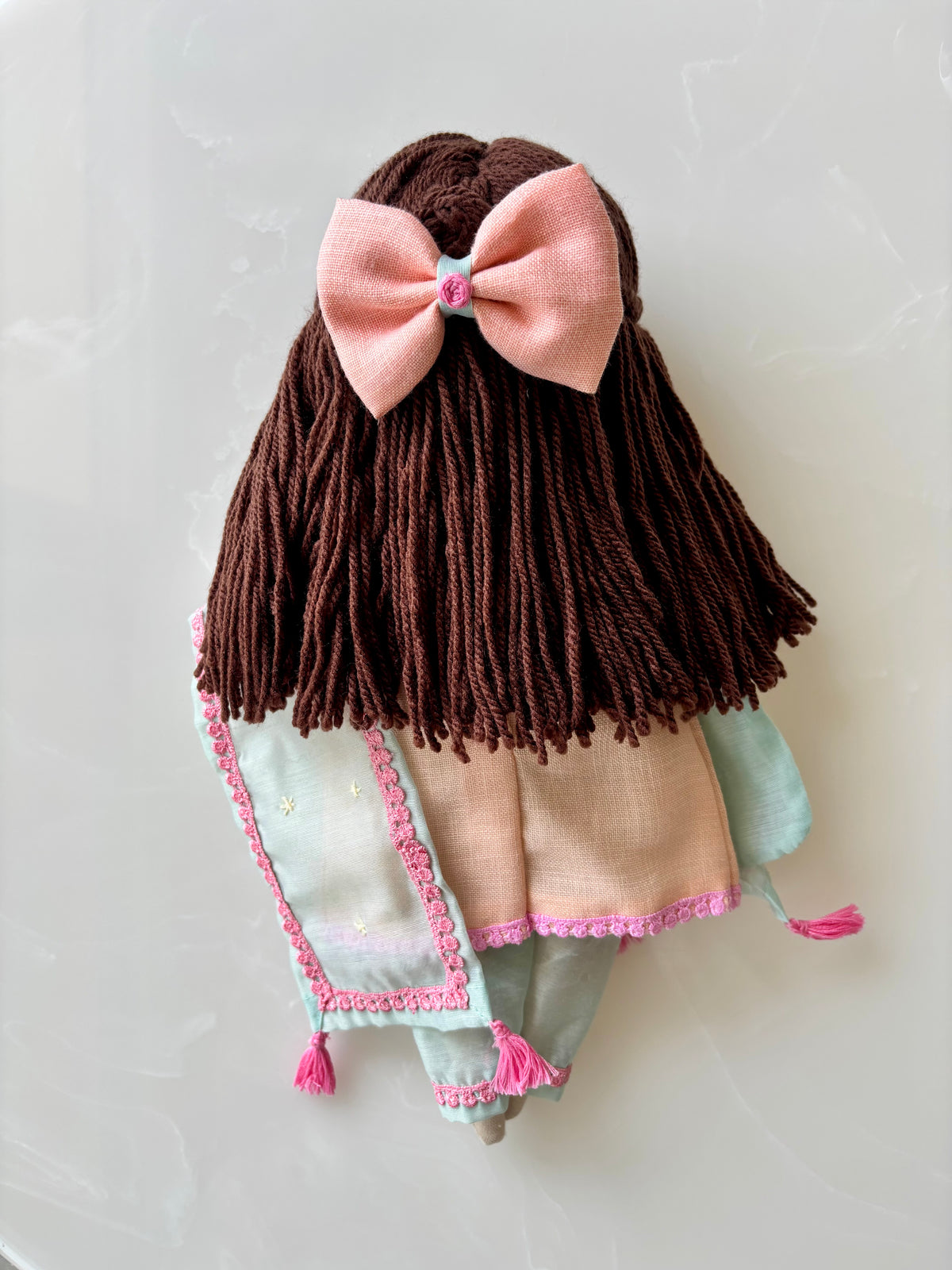 A Handmade 14-inch Heirloom Linen Doll- Little Mira- Noor - A little doll dressed in the light of spring.