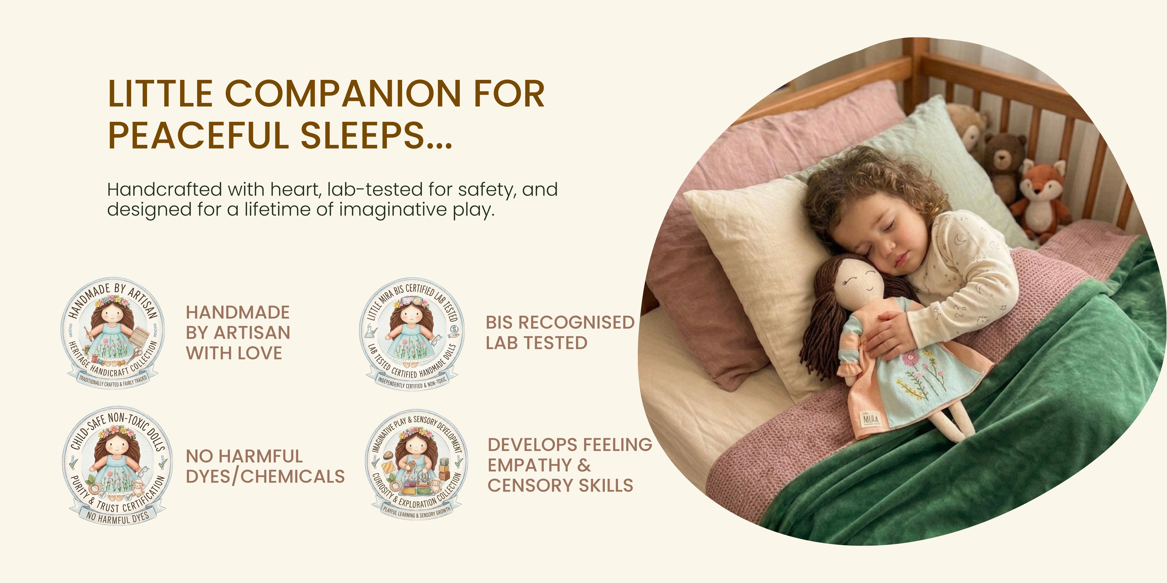 "Welcome to the world — Little Mira handmade doll gift for newborns"